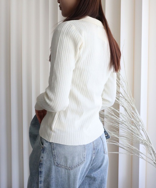 YENNA（イェンナ）の「襟付きニットカーディガン（ニット/セーター・レディース・アイボリー/ネイビー/ブラック・FREE）」の10枚目の写真