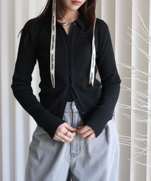 YENNA（イェンナ）の「襟付きニットカーディガン（ニット/セーター・レディース・アイボリー/ネイビー/ブラック・FREE）」の14枚目の写真