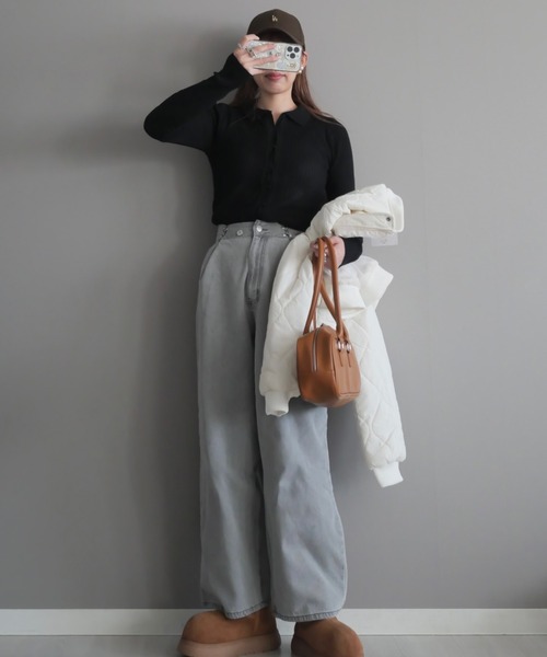 YENNA(イェンナ)の「襟付きニットカーディガン/ ポロニットカーディガン(ニット/セーター・レディース・アイボリー/ネイビー/ブラック・FREE)」の15枚目の写真