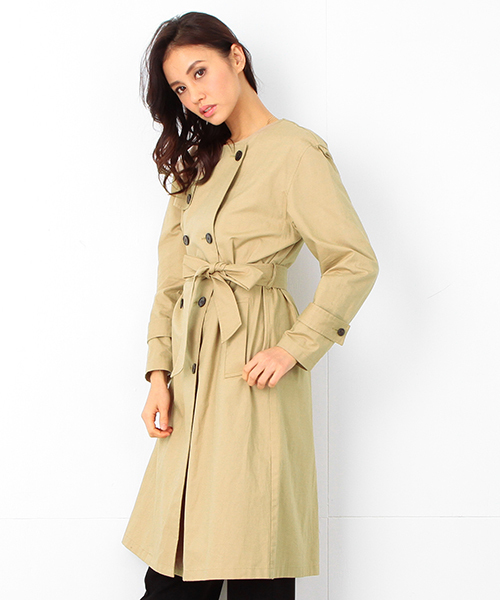 B:MING by BEAMS（ビーミングバイビームス）の「ビーミング by ビームス / ノーカラートレンチコート 16SS（トレンチコート・レディース・オリーブ/ベージュ・LARGE/MEDIUM/SMALL）」の8枚目の写真