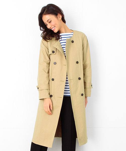 B:MING by BEAMS（ビーミングバイビームス）の「ビーミング by ビームス / ノーカラートレンチコート 16SS（トレンチコート・レディース・オリーブ/ベージュ・LARGE/MEDIUM/SMALL）」の10枚目の写真