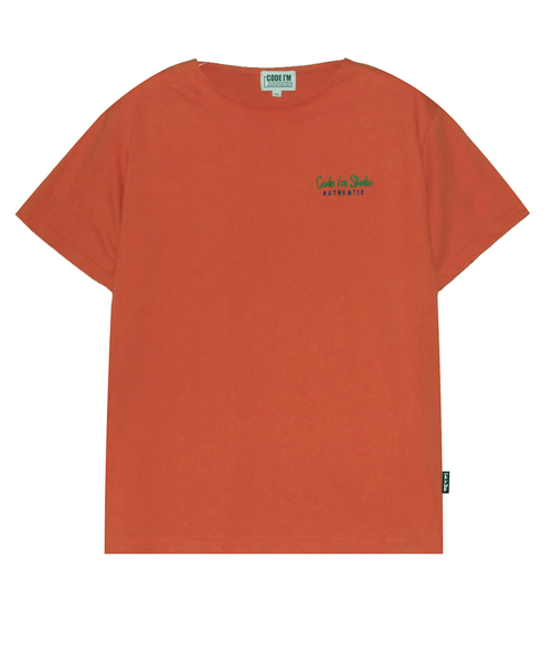 CODE I'M(�R�[�h�A�C�G��)��20 count single authentic logo embroidery regular fit boat neck unisex short sleeve t-shirt orange(T�V���c/�J�b�g�\�[)