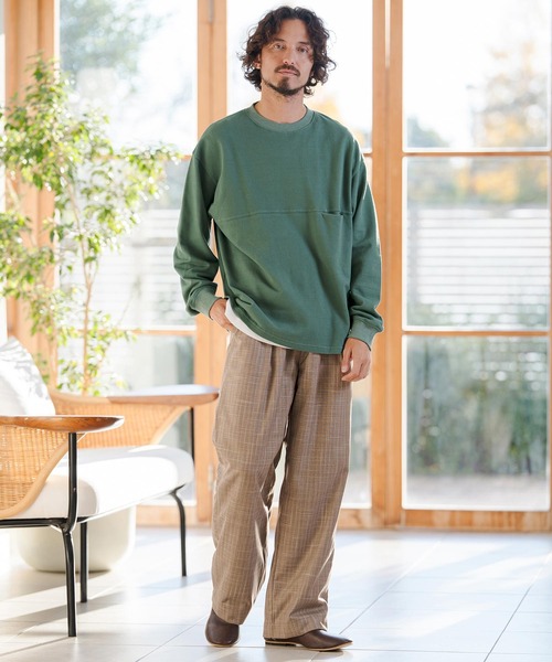 CAMBIO（カンビオ）の「mlt5520- KANOKO Sweat Long Sleeve Cut sew カットソー(PF-261-012)（Tシャツ/カットソー・メンズ・グレイッシュベージュ/スモーク/グリーン・M/L）」の6枚目の写真