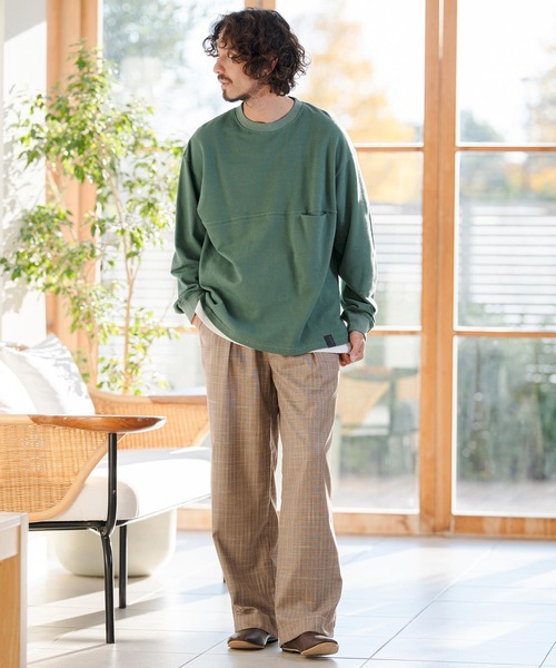 CAMBIO（カンビオ）の「mlt5520- KANOKO Sweat Long Sleeve Cut sew カットソー(PF-261-012)（Tシャツ/カットソー・メンズ・グレイッシュベージュ/スモーク/グリーン・M/L）」の7枚目の写真