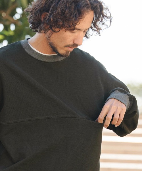 CAMBIO（カンビオ）の「mlt5520- KANOKO Sweat Long Sleeve Cut sew カットソー(PF-261-012)（Tシャツ/カットソー・メンズ・グレイッシュベージュ/スモーク/グリーン・M/L）」の10枚目の写真