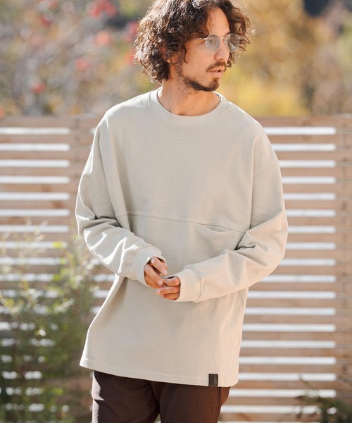 CAMBIO（カンビオ）の「mlt5520- KANOKO Sweat Long Sleeve Cut sew カットソー(PF-261-012)（Tシャツ/カットソー・メンズ・グレイッシュベージュ/スモーク/グリーン・M/L）」の14枚目の写真