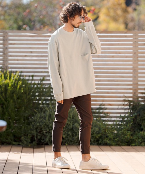 CAMBIO（カンビオ）の「mlt5520- KANOKO Sweat Long Sleeve Cut sew カットソー(PF-261-012)（Tシャツ/カットソー・メンズ・グレイッシュベージュ/スモーク/グリーン・M/L）」の18枚目の写真