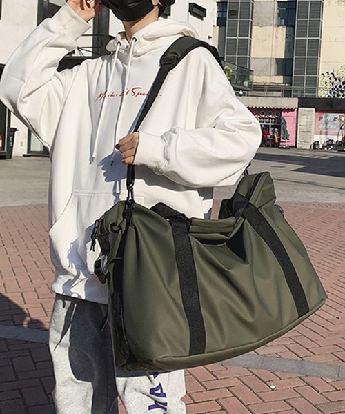 WESTBOY(ウエストボーイ)の「ユニセックス シンプル 大容量 マット ショルダー 旅行ボストンバッグ WO25W12BG06(ボストンバッグ・メンズ・グレー/ブラック/グリーン・FREE)」の12枚目の写真