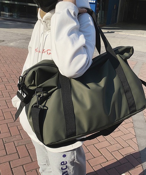 WESTBOY(ウエストボーイ)の「ユニセックス シンプル 大容量 マット ショルダー 旅行ボストンバッグ WO25W12BG06(ボストンバッグ・メンズ・グレー/ブラック/グリーン・FREE)」の14枚目の写真