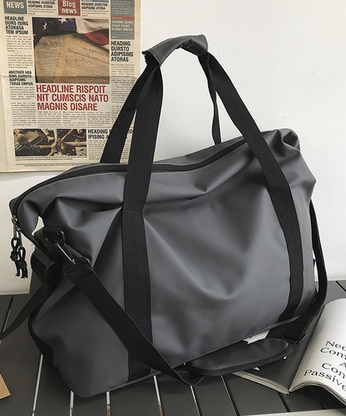 WESTBOY(ウエストボーイ)の「ユニセックス シンプル 大容量 マット ショルダー 旅行ボストンバッグ WO25W12BG06(ボストンバッグ・メンズ・グレー/ブラック/グリーン・FREE)」の22枚目の写真