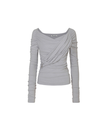 SOFT DRAPED OFF SHOULDER TOP light grey