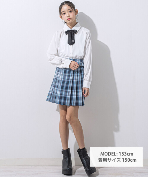 ZIDDY(ジディ)の「【 ニコ☆プチ 掲載 】リボン付きブラウス(130~160cm)(シャツ/ブラウス・キッズ・ブルー/ホワイト・150cm/140cm/130cm/FREE)」の3枚目の写真