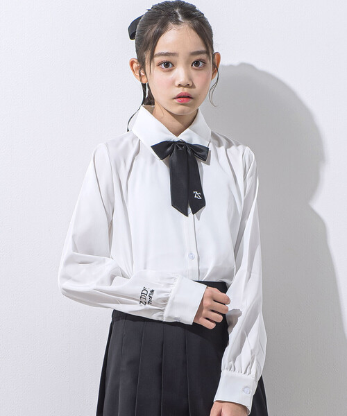 ZIDDY(ジディ)の「【 ニコ☆プチ 掲載 】リボン付きブラウス(130~160cm)(シャツ/ブラウス・キッズ・ブルー/ホワイト・150cm/140cm/130cm/FREE)」の5枚目の写真