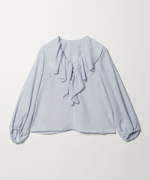 EMMEL REFINES(エメルリファインズ)の「<EMMEL REFINES>EM スパンボイル フリル ブラウス(シャツ/ブラウス・レディース・オフホワイト/ライトブルー/ライム・FREE)」の3枚目の写真