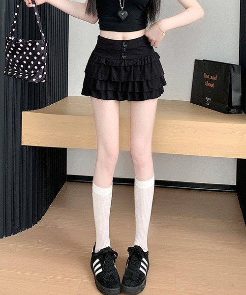 WEGO(ウィゴー)の「WEGO/インナーパンツ付きフリルショートパンツ(その他パンツ・レディース・グレー/ブラック・MEDIUM/LARGE)」の11枚目の写真