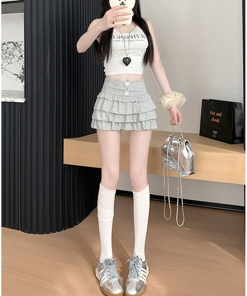 WEGO(ウィゴー)の「WEGO/インナーパンツ付きフリルショートパンツ(その他パンツ・レディース・グレー/ブラック・MEDIUM/LARGE)」の20枚目の写真