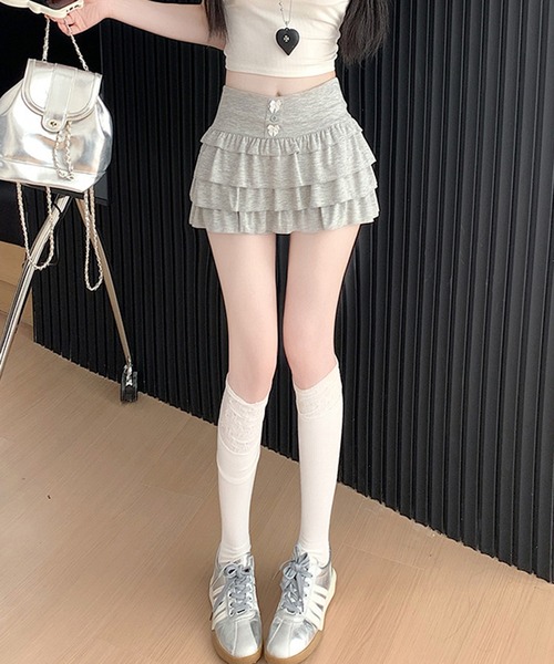 WEGO(ウィゴー)の「WEGO/インナーパンツ付きフリルショートパンツ(その他パンツ・レディース・グレー/ブラック・MEDIUM/LARGE)」の18枚目の写真