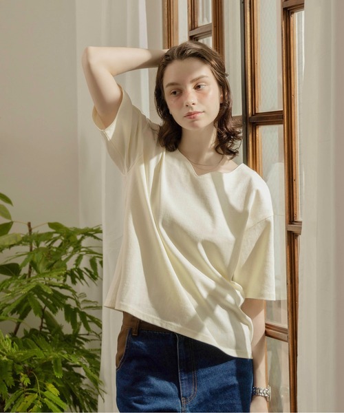 Key neck T-shirt - キーネックTシャツ -（Tシャツ/カットソー