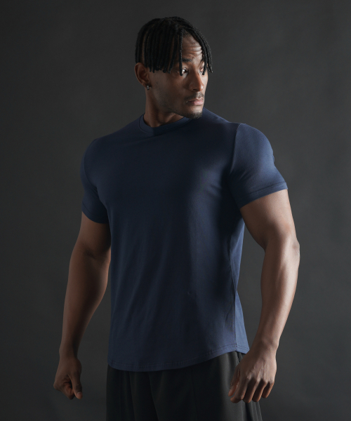 PHERMENON（フェルメノン）の「マッスルフィット無地モーダル半袖Tシャツ[ネイビー]（Tシャツ/カットソー・メンズ・その他・1/2/3）」の3枚目の写真