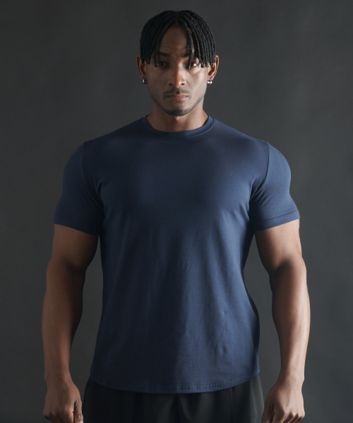 PHERMENON（フェルメノン）の「マッスルフィット無地モーダル半袖Tシャツ[ネイビー]（Tシャツ/カットソー・メンズ・その他・1/2/3）」の4枚目の写真
