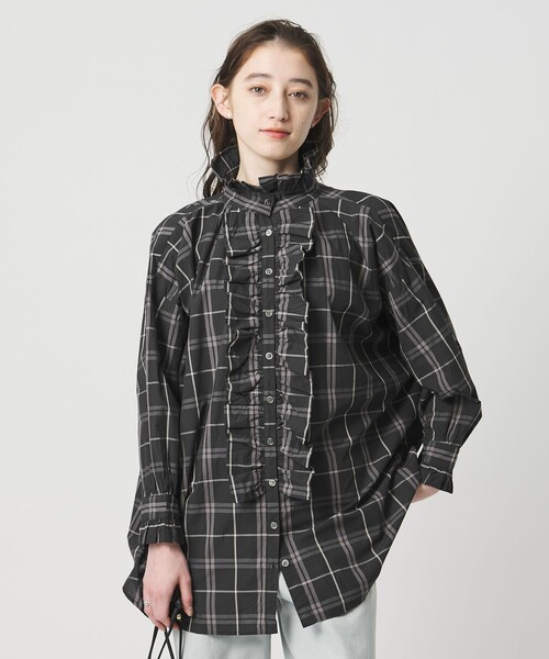 別注】＜dahl'ia＞チェック フリルブラウス（Tシャツ/カットソー