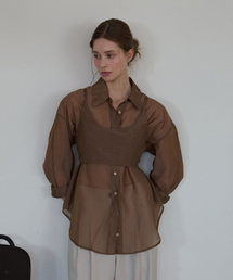 ODER（オディエール）の「シースルーナイロンシャツ-ブラウン（シャツ/ブラウス）」