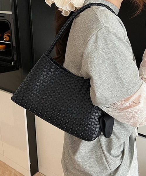 ReRe(リリ)の「ミニバッグ付き×編み込みバッグ(トートバッグ・レディース・ダークブラウン/オフホワイト/ブラック・FREE)」の8枚目の写真
