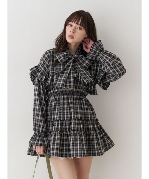 jouetie（ジュエティ）の「リボンタイフリルショルダーミニワンピース（ワンピース・レディース・レッド/ブラック・MEDIUM）」の10枚目の写真