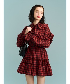 セール】フリルショルダーバルーンミニワンピース（ワンピース