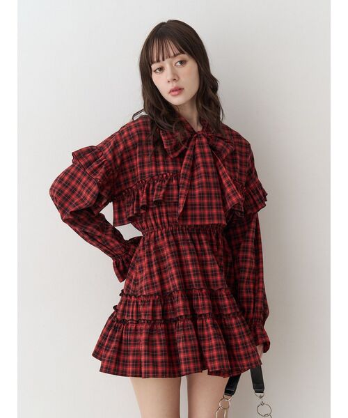 jouetie（ジュエティ）の「リボンタイフリルショルダーミニワンピース（ワンピース・レディース・レッド/ブラック・MEDIUM）」の13枚目の写真