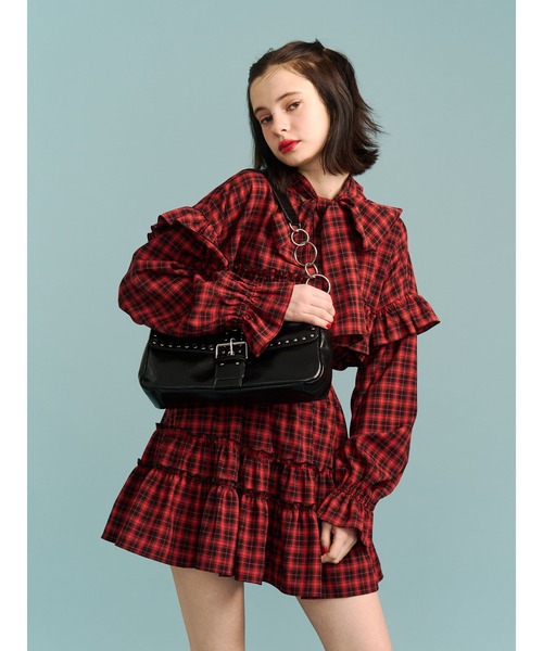 jouetie(ジュエティ)の「リボンタイフリルショルダーミニワンピース(ワンピース・レディース・レッド/ブラック・MEDIUM)」の18枚目の写真