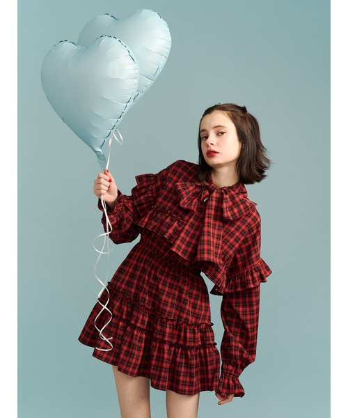 jouetie(ジュエティ)の「リボンタイフリルショルダーミニワンピース(ワンピース・レディース・レッド/ブラック・MEDIUM)」の21枚目の写真