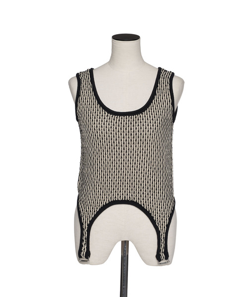 muller of yoshiokubo（ミュラーオブヨシオクボ）の「muller of yoshiokubo ミュラーオブヨシオクボ / RIPPLE TANK KNIT リップルニットキャミソール タンクトップ / MLS26807（タンクトップ・レディース・ブラック/レッド・38）」の6枚目の写真