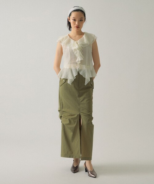 Ray BEAMS(レイビームス)の「ダブル ウエスト タック スカート(スカート・レディース・オリーブ/ブラック・1/0)」の20枚目の写真