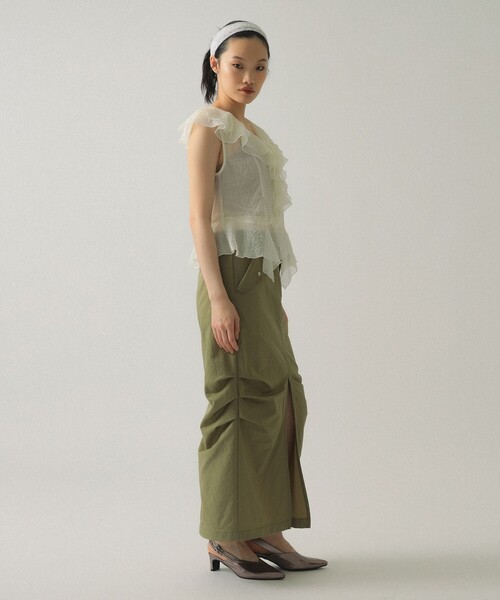 Ray BEAMS(レイビームス)の「ダブル ウエスト タック スカート(スカート・レディース・オリーブ/ブラック・1/0)」の21枚目の写真