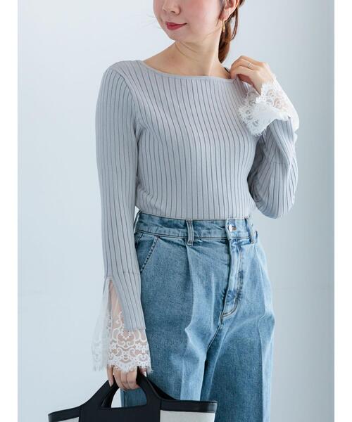 Te chichi(テチチ)の「レースカフスリブニット(ニット/セーター・レディース・シルバーグレー/ミント/その他・F)」の6枚目の写真