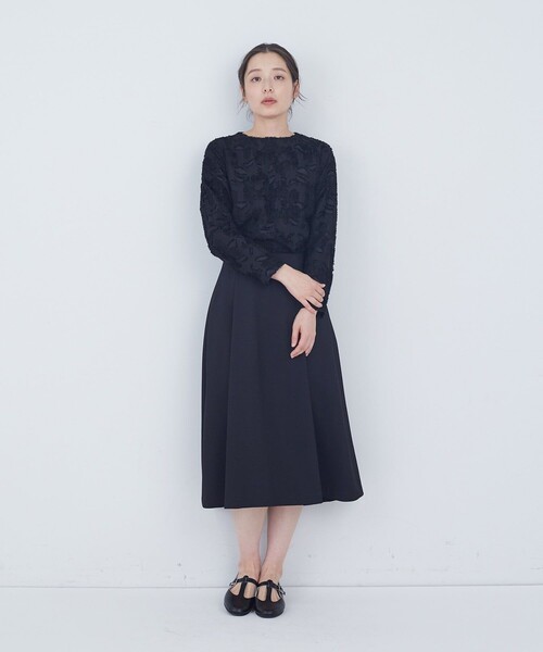 ADIEU TRISTESSE(アデュートリステス)の「タックフレアースカート(スカート・レディース・ブラック/ネイビー・38)」の4枚目の写真