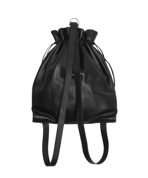 YArKA（ヤーカ）の「【YArKA/ヤーカ】real leather drawstring shoulder & backpack [bdbd5] / 巾着2wayナップサック（バックパック/リュック・レディース・ブラック・FREE）」の5枚目の写真