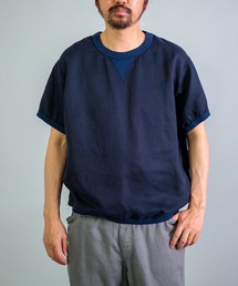 [OMNIGOD mens / オムニゴッド] テンセルリネンツイル ショートスリーブクルーネックTシャツ