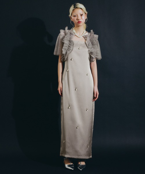 darial（ダリアル）の「【darial】satiin bijou set dress / サテンビジューセットドレス（ドレス・レディース・ブラック/ブルーグレー/イエロー・S/M）」の3枚目の写真