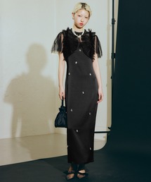 【darial 10周年記念セール】【darial】纏うだけで華やぐ / satiin bijou set dress / サテンビジューセットドレス お呼ばれ 結婚式 二次会 成人式 同窓会 セレモニードレス パーティドレス オケージョンドレス