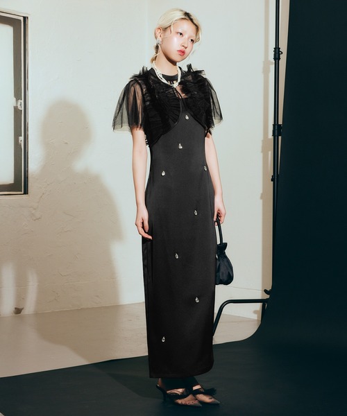 darial（ダリアル）の「【darial】satiin bijou set dress / サテンビジューセットドレス（ドレス・レディース・ブラック/ブルーグレー/イエロー・S/M）」の14枚目の写真