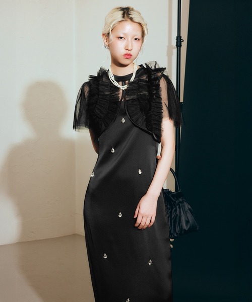 darial（ダリアル）の「【darial】satiin bijou set dress / サテンビジューセットドレス（ドレス・レディース・ブラック/ブルーグレー/イエロー・S/M）」の15枚目の写真