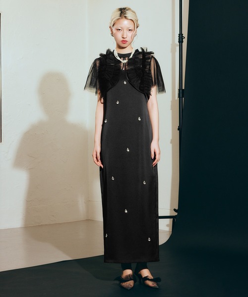 darial（ダリアル）の「【darial】satiin bijou set dress / サテンビジューセットドレス（ドレス・レディース・ブラック/ブルーグレー/イエロー・S/M）」の16枚目の写真