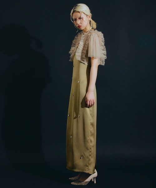 darial（ダリアル）の「【darial】satiin bijou set dress / サテンビジューセットドレス（ドレス・レディース・ブラック/ブルーグレー/イエロー・S/M）」の19枚目の写真