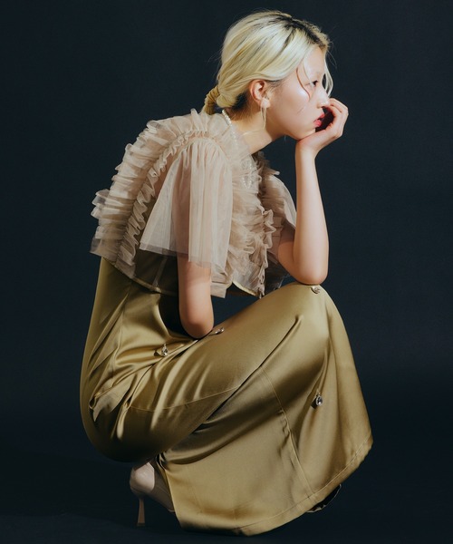 darial（ダリアル）の「【darial】satiin bijou set dress / サテンビジューセットドレス（ドレス・レディース・ブラック/ブルーグレー/イエロー・S/M）」の21枚目の写真