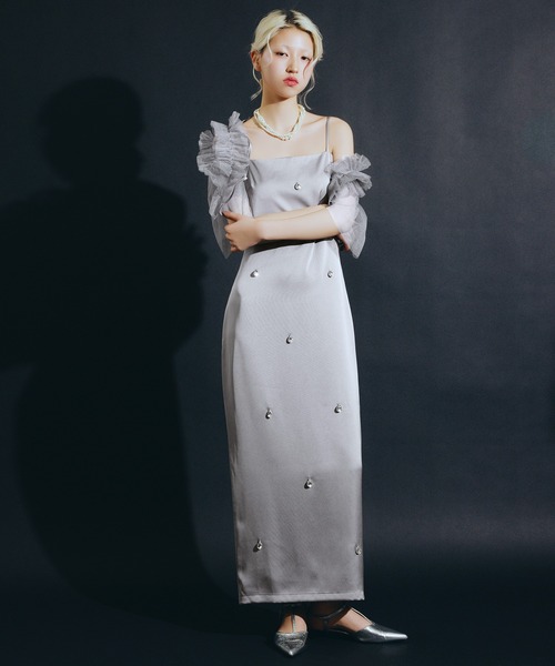 darial(ダリアル)の「【darial】纏うだけで華やぐ / satiin bijou set dress / サテンビジューセットドレス お呼ばれ 結婚式 二次会 成人式 同窓会 セレモニードレス パーティドレス オケージョンドレス(ドレス・レディース・ブラック/ブルーグレー/イエロー・S/M)」の19枚目の写真