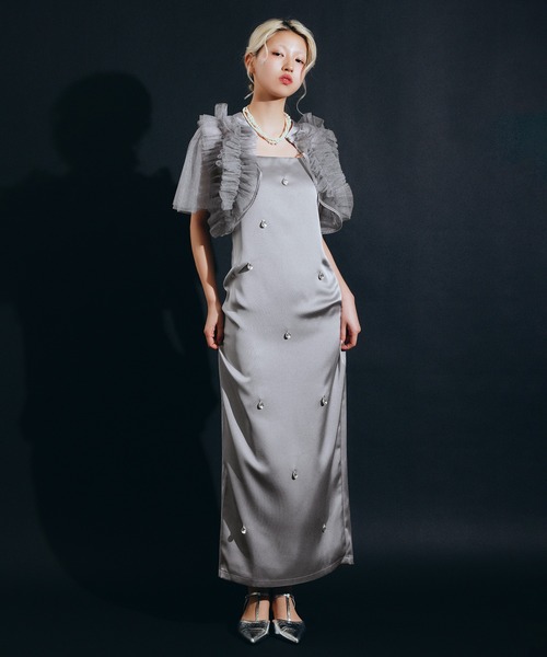 darial(ダリアル)の「【darial】纏うだけで華やぐ / satiin bijou set dress / サテンビジューセットドレス お呼ばれ 結婚式 二次会 成人式 同窓会 セレモニードレス パーティドレス オケージョンドレス(ドレス・レディース・ブラック/ブルーグレー/イエロー・S/M)」の22枚目の写真