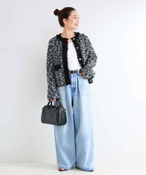 手洗い可 / ツイードニットジャケット（カーディガン/ボレロ）｜B.C