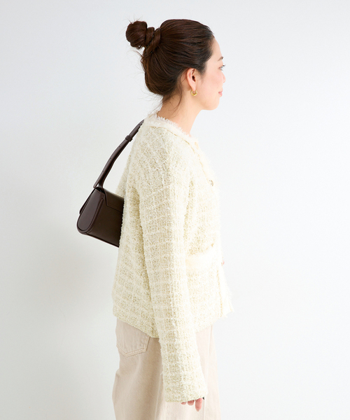 手洗い可 / ツイードニットジャケット（カーディガン/ボレロ）｜B.C